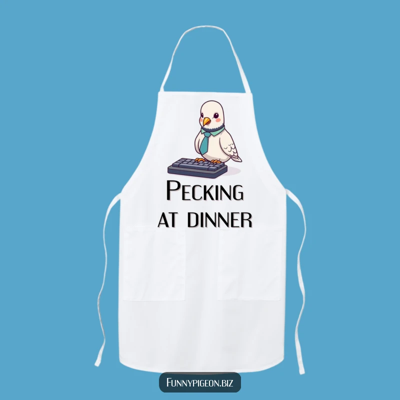 Funny Pigeon Office Apron: Culinary Keyboard Pecking Humor Gift!