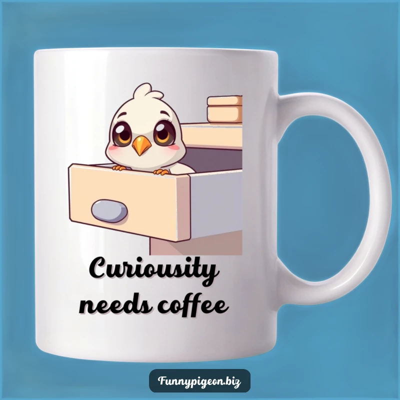 Funny Curious Pigeon Mug - Intriguing Office Peek Gift for Nosy Friends