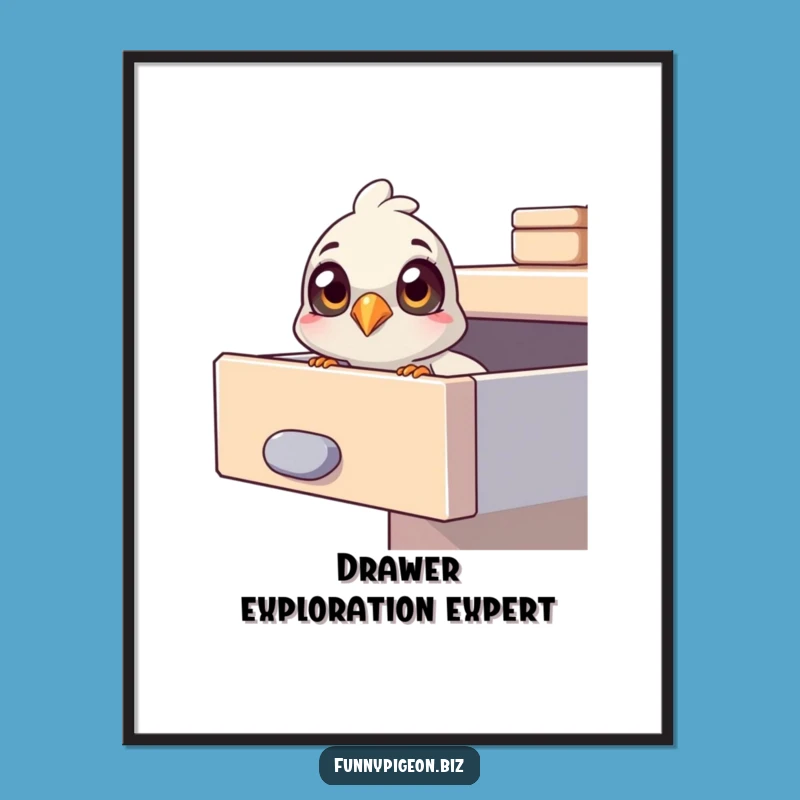 Funny Pigeon Drawer Digital Art - Instant Intrigue Print, Quirky Gift