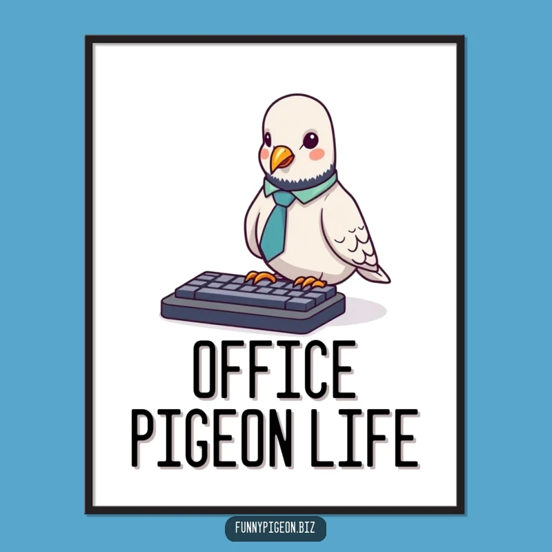 Funny Pigeon Office Digital Art: Instant Keyboard Humor Gift!
