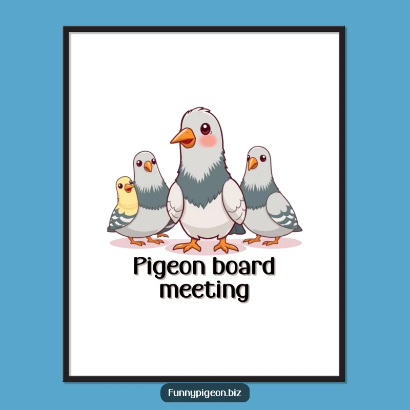 Funny Pigeon Conference Call Digital Art - Hilarious Bird Meeting Instant Gift