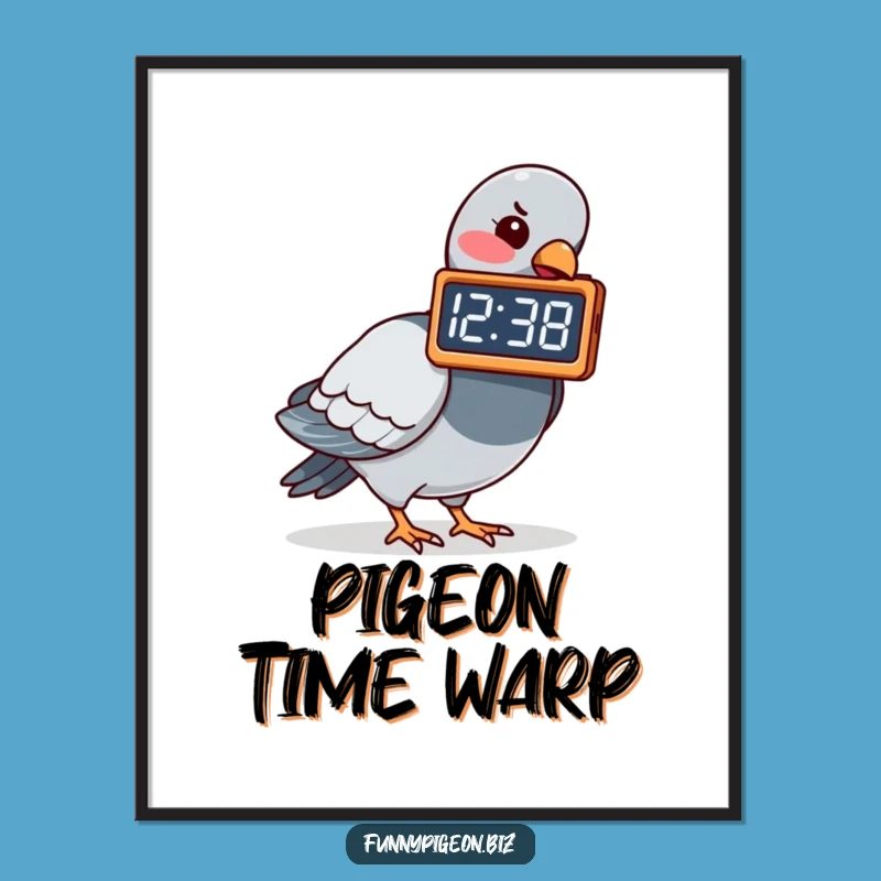 Funny Pigeon Clock Pecking Digital Art - Hilarious Time-Themed Instant Gift