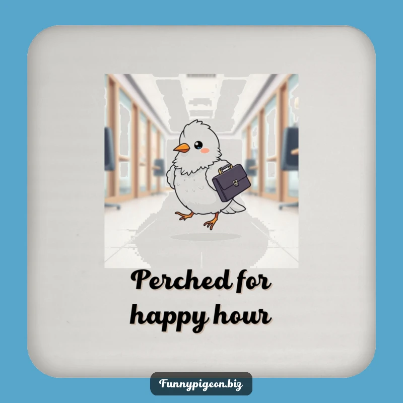 Funny Pigeon Office Coaster - Hilarious Briefcase Bird Drink Protector Gift