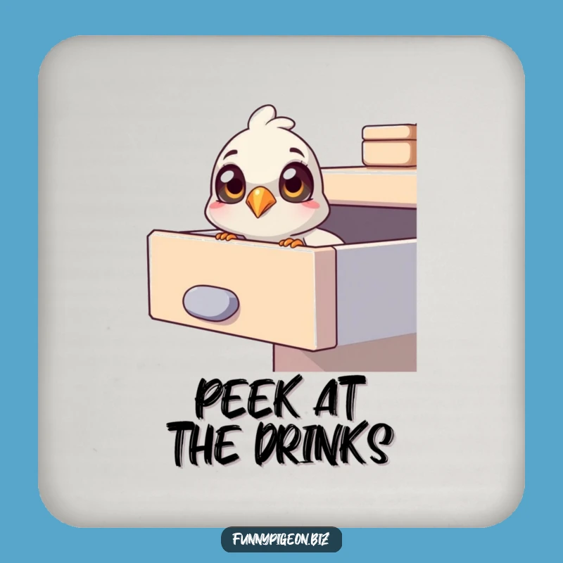 Funny Pigeon Drawer Coaster Set - Protect Surfaces with Office Intrigue Gift