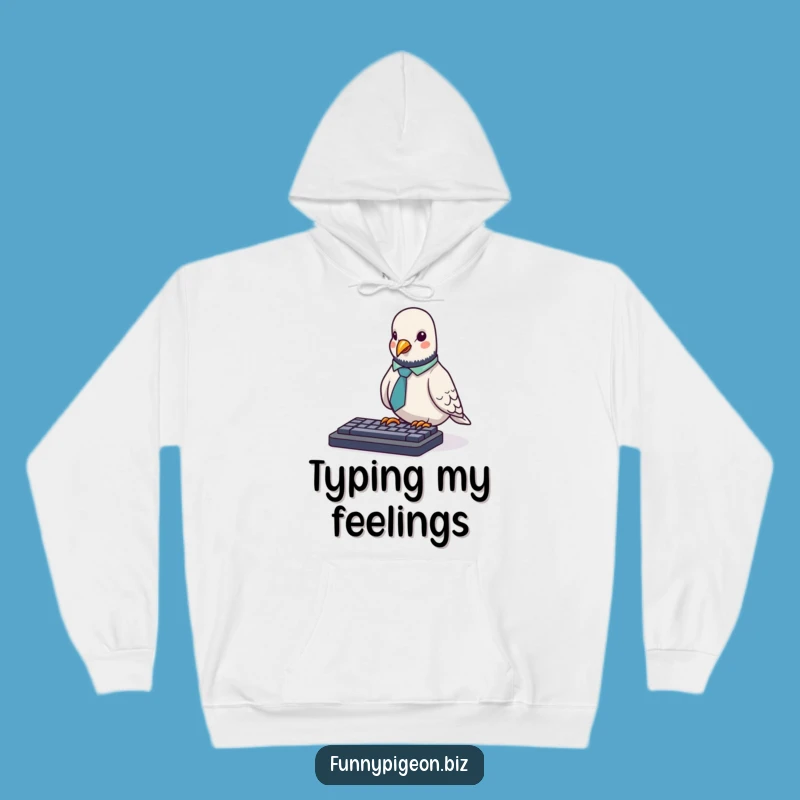 Funny Pigeon Office Hoodie: Cozy Keyboard Pecking Humor Gift!