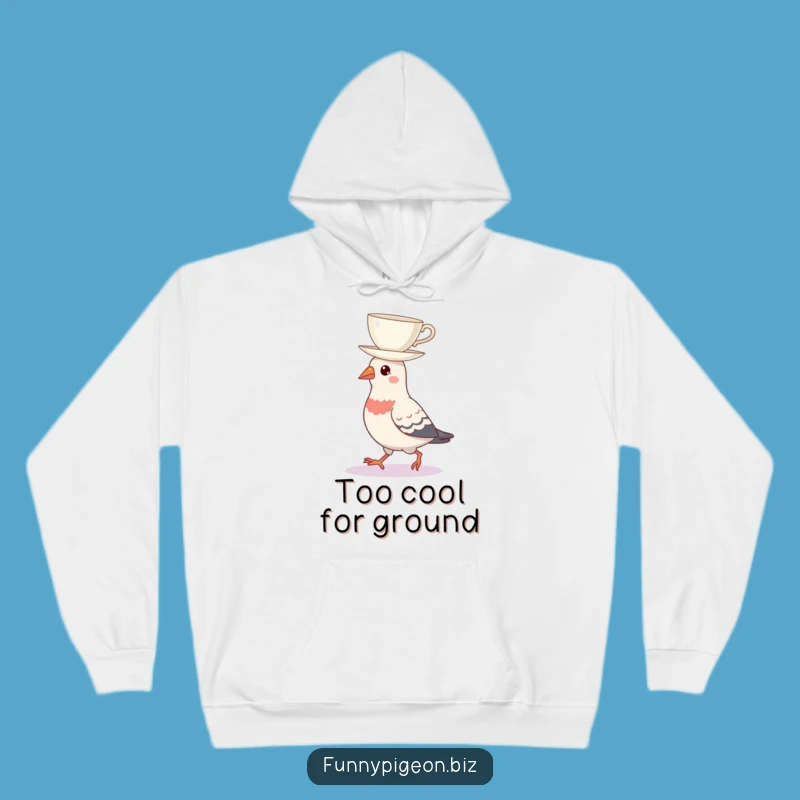 Funny Pigeon Teacup Balance Hoodie - Cozy & Hilarious City Vibes