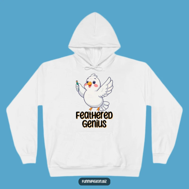 Funny Pigeon Writer Hoodie: Chubby Bird Soaring with Pen - Cozy & Hilarious Author Wear!