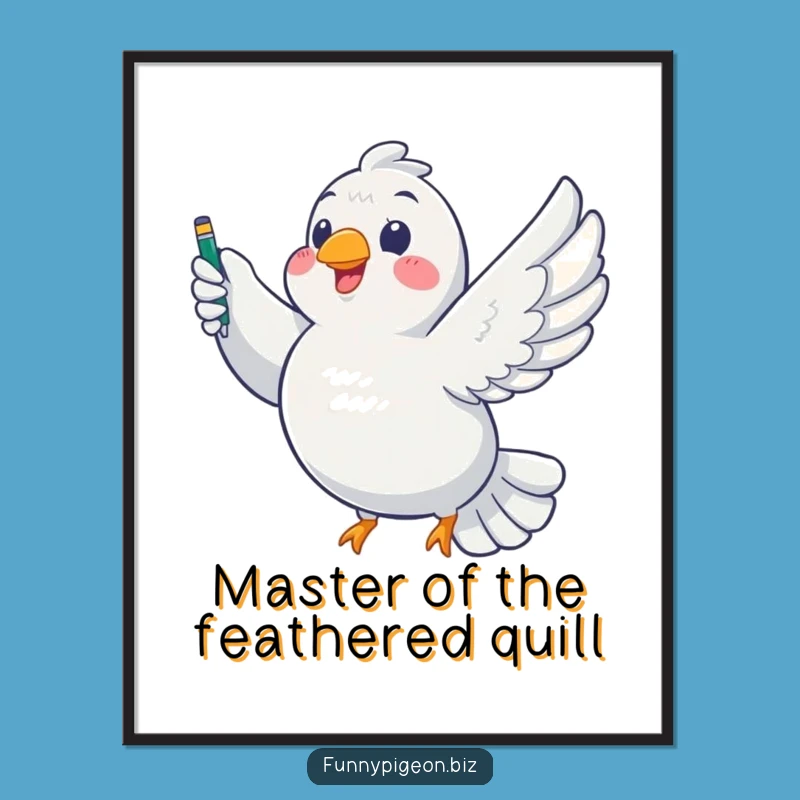 Funny Free Printable Pigeon Wall Art: Triumphant Pen-Soaring Bird Decor Downloadable Art Gift