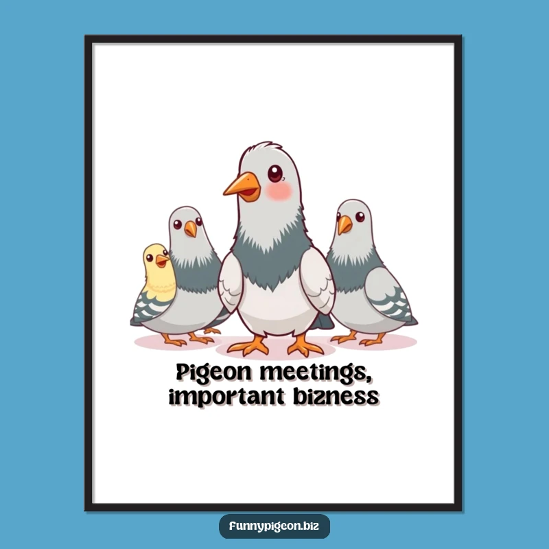 Funny Free Printable Wall Art: Pigeon Conference Call, Downloadable Art