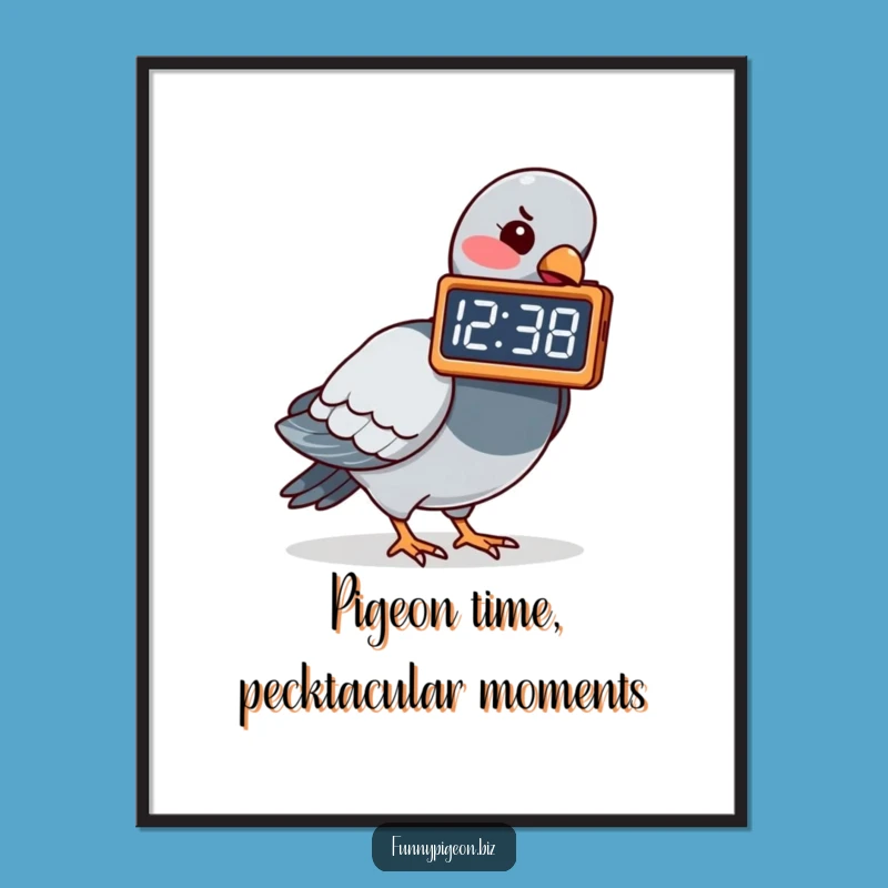 Funny Free Printable Wall Art: Pigeon Clock Watcher, Downloadable Art