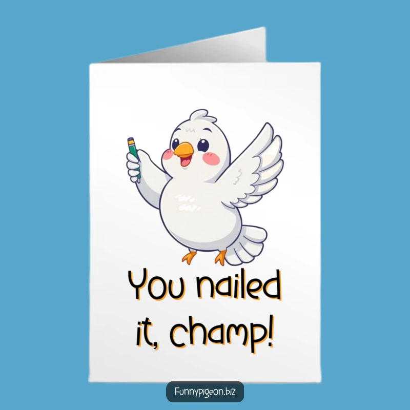Free Printable Pigeon Congratulations Card: Triumphant Pen-Soaring Bird for Any Achievement Download