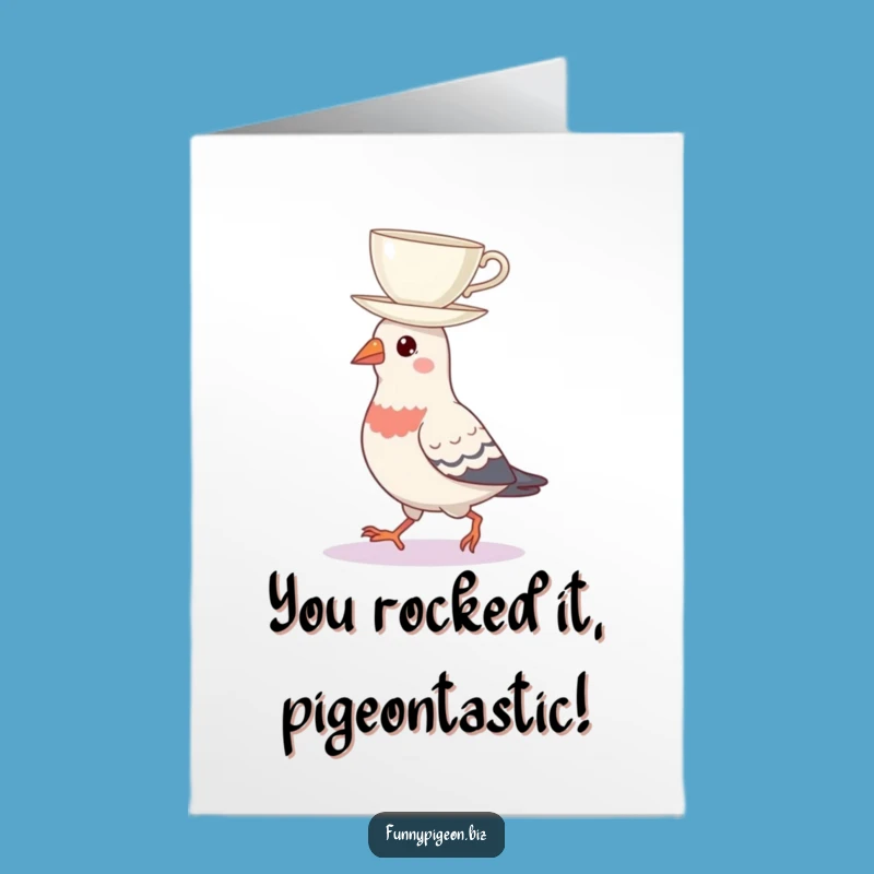 Free Printable Congrats Card: Pigeon Tea Balance Master, Downloadable