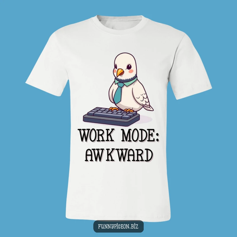 Funny Pigeon Office Tie T-Shirt: Keyboard Pecking Humor Tee Gift!