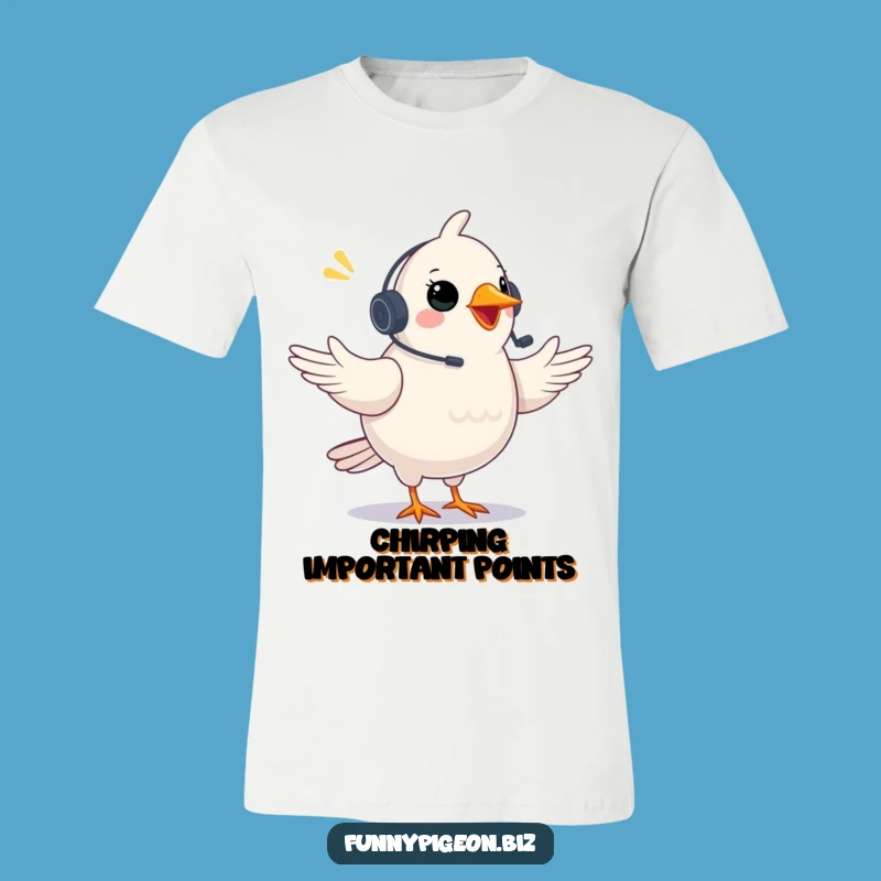 Funny Pigeon Video Call T-Shirt: Headset Gestures Humor Tee Gift!