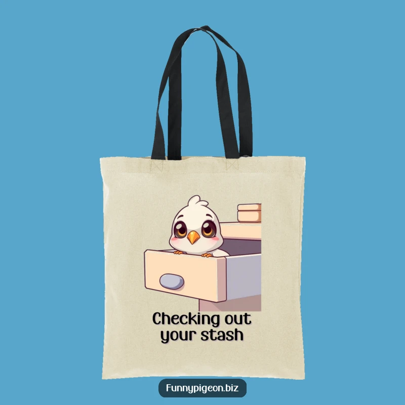 Funny Pigeon Drawer Tote Bag - Spacious & Quirky Office Peek Gift