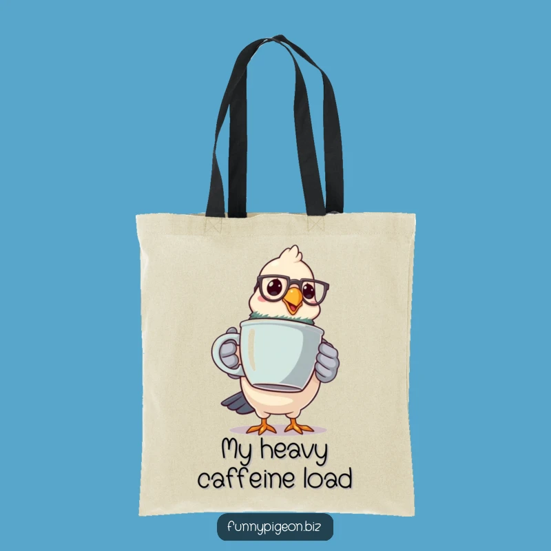 Funny Pigeon Coffee Tote Bag - Hilarious Spectacled Bird Carry-All Gift
